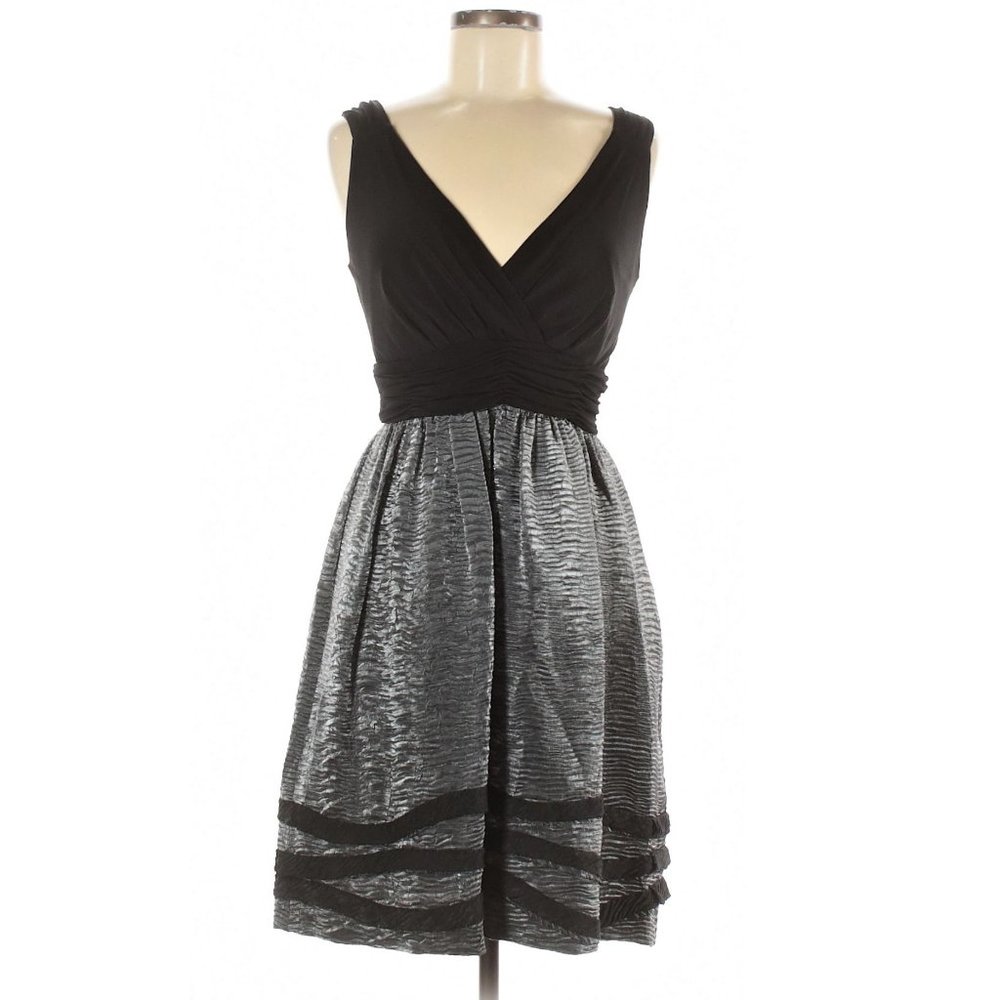 **3/$20** - Max & Cleo Black & Silver V-Neck Cocktail Dress
